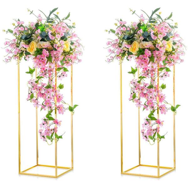nuptio 2Pcs/10Pcs Floor Column Vase Centerpiece Gold Flower Stand for Wedding Party Decoration