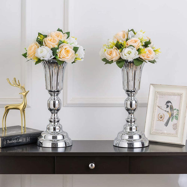 Nuptio 2Pcs/10Pcs Metal Trumpet Vase For Wedding Party Dinner Centerpiece Event