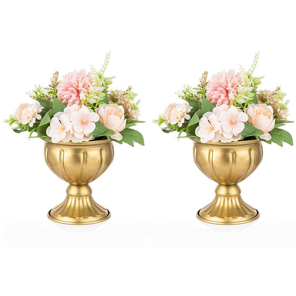 nuptio 2Pcs Metal Vases for Centerpieces Gold Flower Pots Indoor Table Top Decor