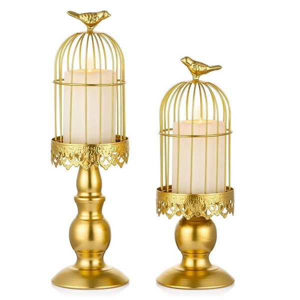 Nuptio 2Pcs/set Birdcage Pillar Candle Holder Wedding Centerpieces Home Decor