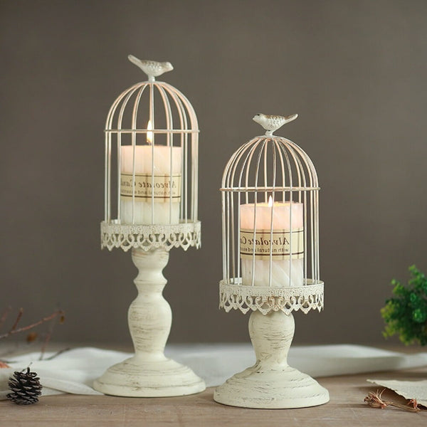 Nuptio 2Pcs/set Birdcage Pillar Candle Holder Wedding Centerpieces Home Decor