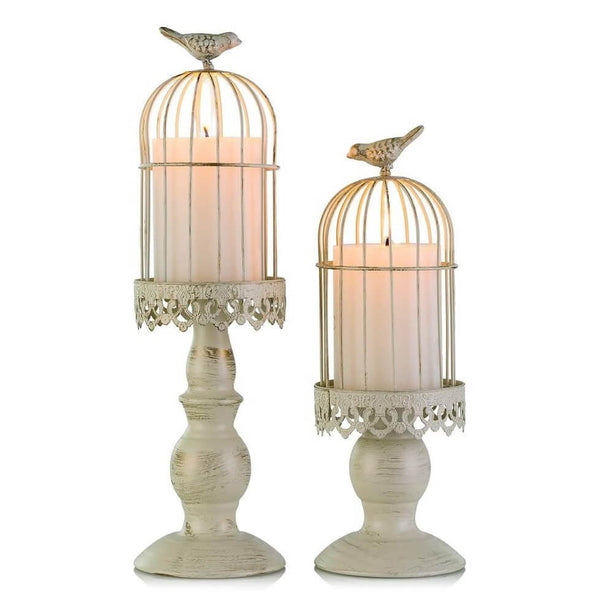 nuptio 2Pcs/set Birdcage Pillar Candle Holder Wedding Centerpieces Home Decor