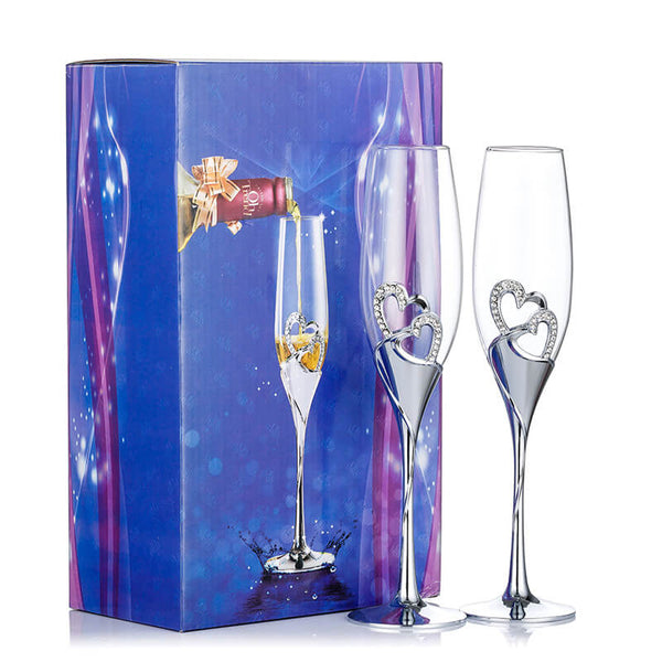 nuptio 2Pcs/set Champagne Glass Set Wedding Party Supplies Gift for Lover