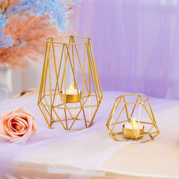 Nuptio 2Pcs/Set Geometric Elegant Tealight Holders Centerpieces For Wedding Home Decor