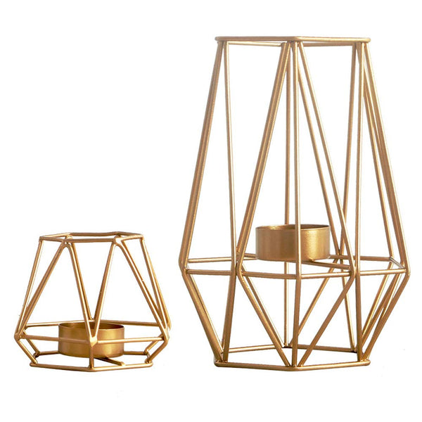 nuptio 2Pcs/Set Geometric Elegant Tealight Holders Centerpieces for Wedding Home Decor