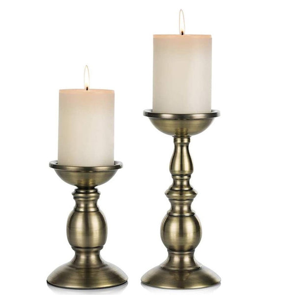 Nuptio 2Pcs/set Metal Pillar Candle Holders For Weddings Parties And Home Decor