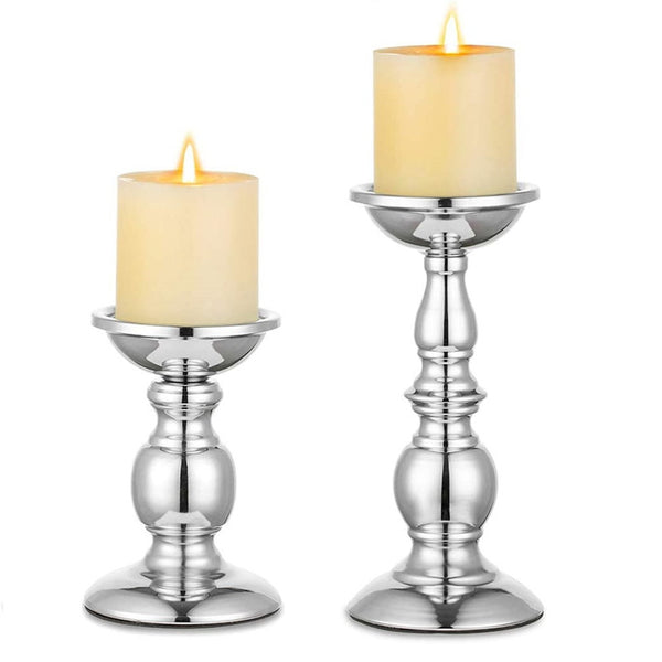 Nuptio 2Pcs/set Metal Pillar Candle Holders For Weddings Parties And Home Decor