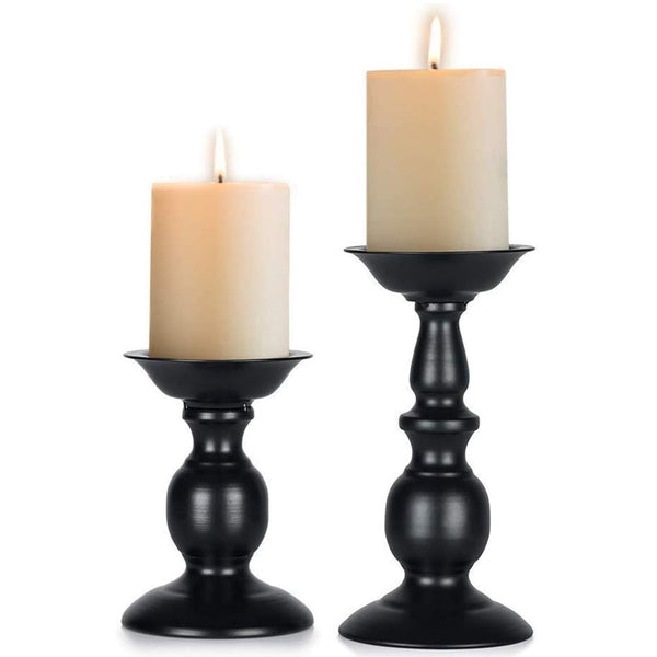 nuptio 2Pcs/set Metal Pillar Candle Holders for Weddings Parties and Home Decor