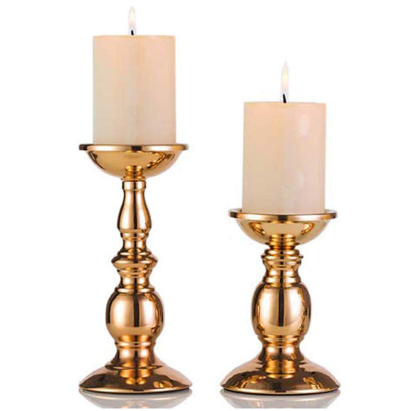 nuptio 2Pcs/set Metal Pillar Candle Holders for Weddings Parties and Home Decor