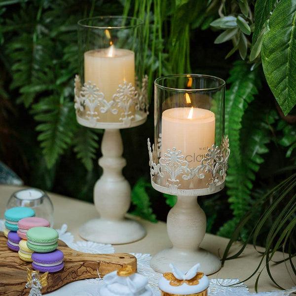 Nuptio 2Pcs/set Vintage Iron Pillar Holder Lantern Wedding Party Centerpiece Table Top Decor