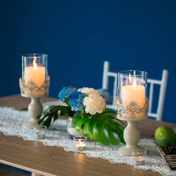 Nuptio 2Pcs/set Vintage Iron Pillar Holder Lantern Wedding Party Centerpiece Table Top Decor