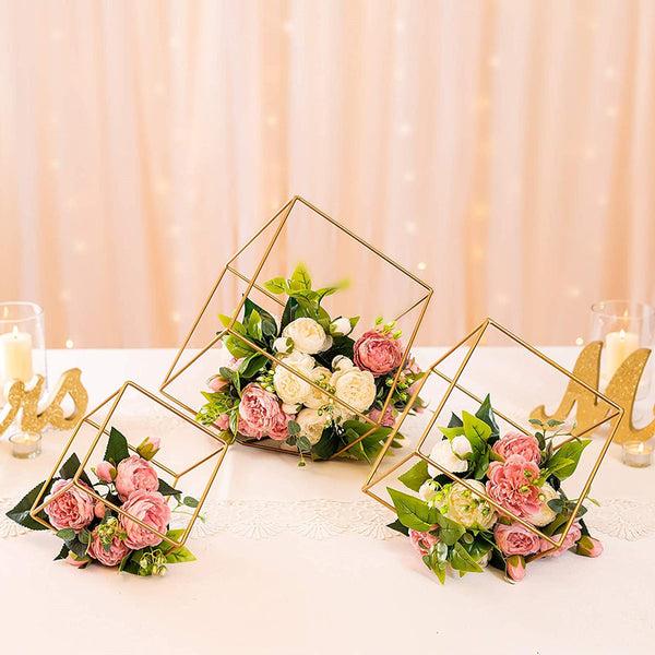 Nuptio 3Pcs/set Metal Hexagon Shaped Geometric Design Flower Stand