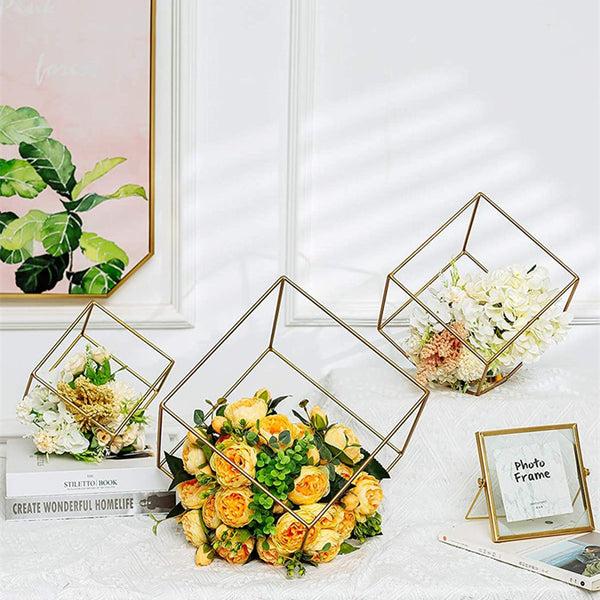 Nuptio 3Pcs/set Metal Hexagon Shaped Geometric Design Flower Stand