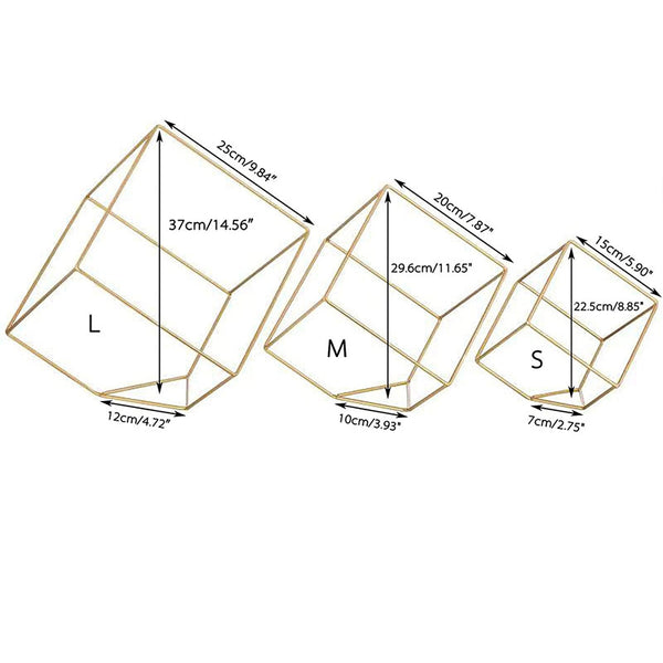 Nuptio 3Pcs/set Metal Hexagon Shaped Geometric Design Flower Stand