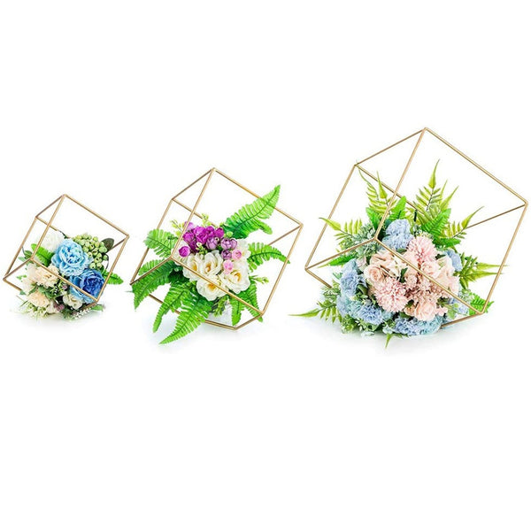 nuptio 3Pcs/set Metal Hexagon Shaped Geometric Design Flower Stand