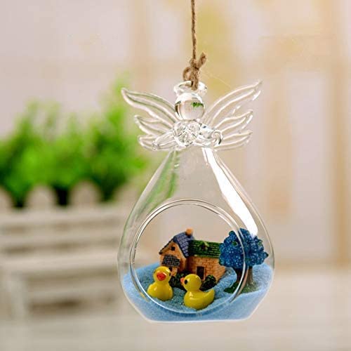 Nuptio 4/8/12Pcs Glass Hanging Angel Tealight Holder Air Plant Pot Container Planter