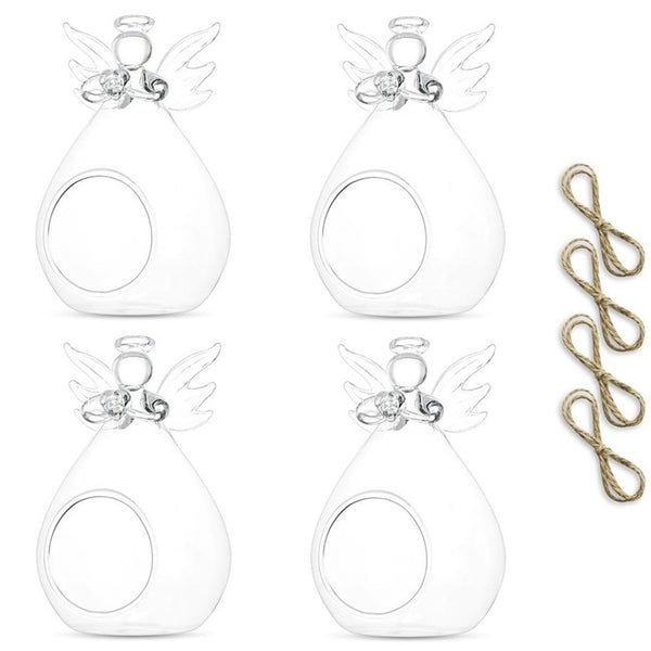 nuptio 4/8/12Pcs Glass Hanging Angel Tealight Holder Air Plant Pot Container Planter