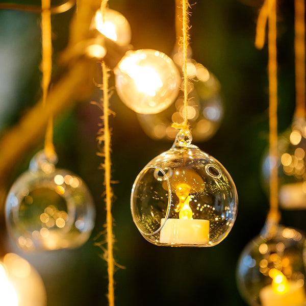 Nuptio 8Pcs/12Pcs/24Pcs 3.15inch Hanging Glass Tealight Candle Holder