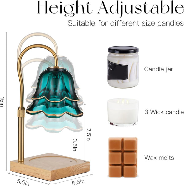 Nuptio Candle Warmer Lamp With Timer : Flower Candle Warmer With 2 Bulbs Green Height Adjustable
