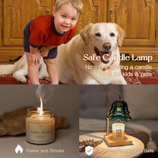 Nuptio Candle Warmer Lamp With Timer : Flower Candle Warmer With 2 Bulbs Green Height Adjustable