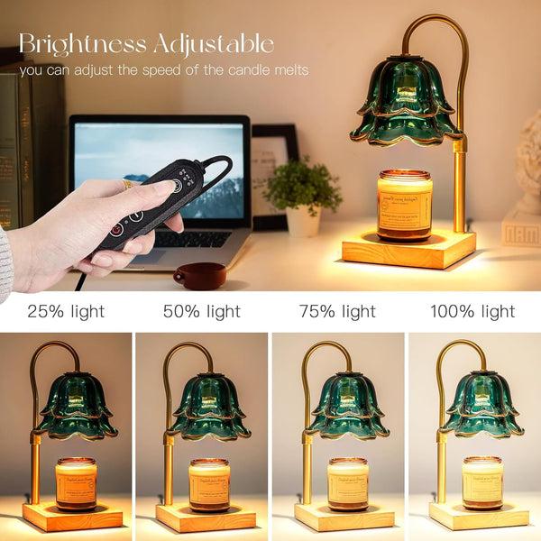 Nuptio Candle Warmer Lamp With Timer : Flower Candle Warmer With 2 Bulbs Green Height Adjustable