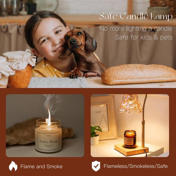 Nuptio Candle Warmer Lamp With Timer: Flower Gold Candle Lamps Height Adjustable Home Bedroom Decor House Warming Christmas Gift Mothers Day Mom Gift For Women