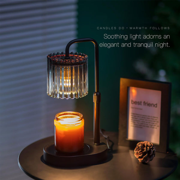 Nuptio Candle Warmer Lamp With Timer: Gold Candle Warming Lamp With 2 Bulbs Height Adjustable Wax Melt Warmer Dimmable Modern Bedroom Decor Gift For Women