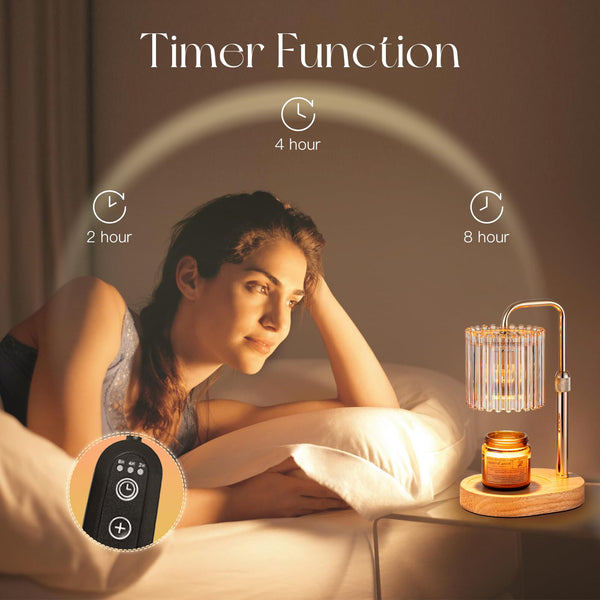 Nuptio Candle Warmer Lamp With Timer: Gold Candle Warming Lamp With 2 Bulbs Height Adjustable Wax Melt Warmer Dimmable Modern Bedroom Decor Gift For Women