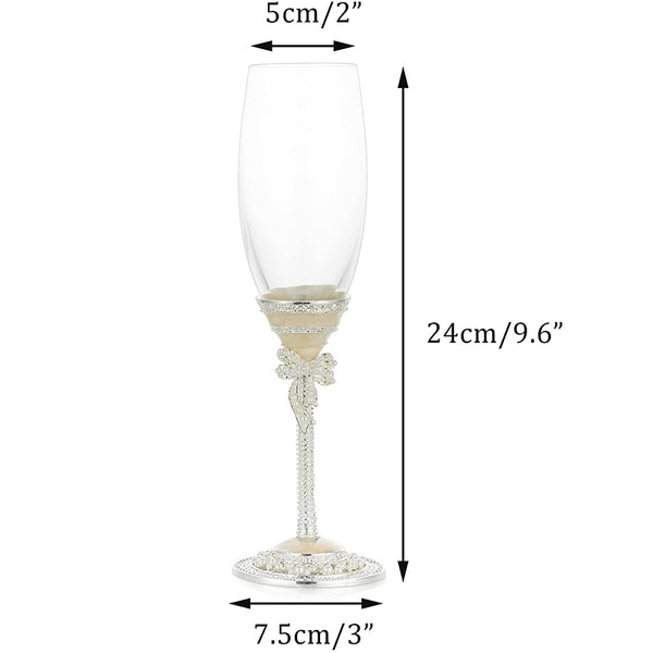 Nuptio Champagne Glasses Wedding Toast Flute Inlaid With Pearls For Gift-giving Anniversary Party