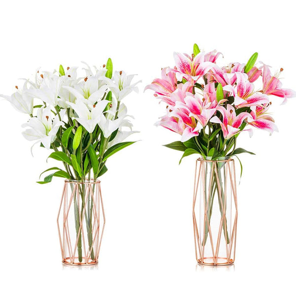 nuptio Glass Geometric Flower Vase Set of 2 for Table Wedding Party Centerpiece Home Decor