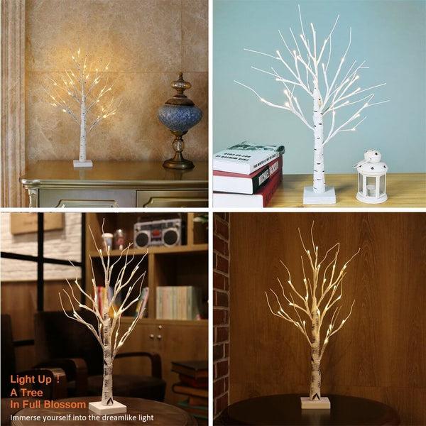 Nuptio Lighted Birch Tree 24 LEDs Battery Operated Desk Tree Light