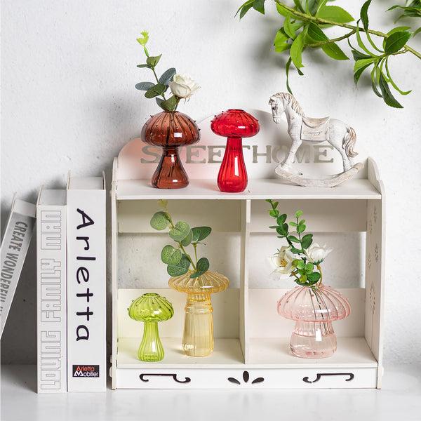 Nuptio Mushroom Glass Vase Set Of 5 Mini Cute Vase Decor Springtok Easter Gift Cute Hydroponic Indoor Planters Gifts