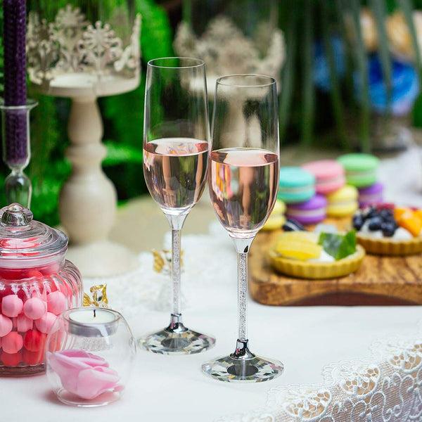 Nuptio 2Pcs/Set Crystal Base Champagne Flutes