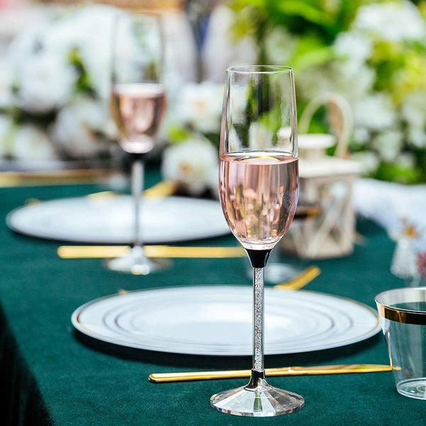 Nuptio 2Pcs/Set Crystal Base Champagne Flutes