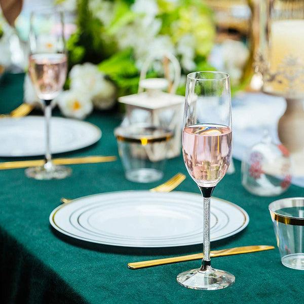 Nuptio 2Pcs/Set Crystal Base Champagne Flutes