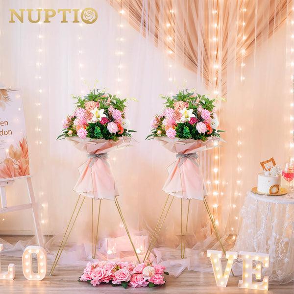 Nuptio Nuptio Gold Wedding Centerpiece Vase: 2 Pcs 31.5in Tall Metal Flower Stand Versatile Flowers Rack Display Plant Holders