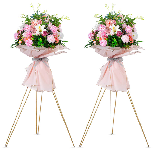 nuptio Nuptio Gold Wedding Centerpiece Vase: 2 Pcs 31.5in Tall Metal Flower Stand Versatile Flowers Rack Display Plant Holders