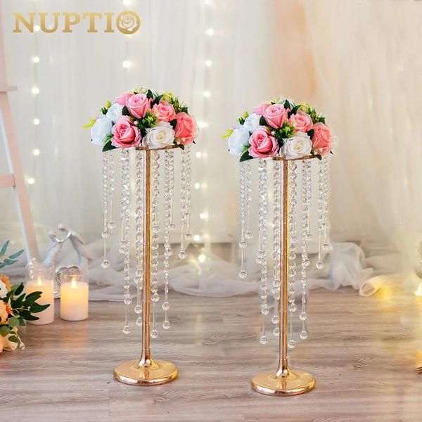 Nuptio NUPTIO Vase Wedding Centerpieces | 2 Pcs Crystal Flower Stand For Tables