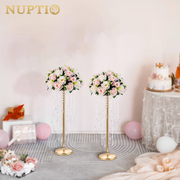Nuptio NUPTIO Vase Wedding Centerpieces | 2 Pcs Crystal Flower Stand For Tables
