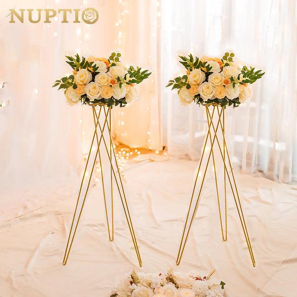 Nuptio Nuptio Wedding Centrepiece Gold Flower Stand 10 Pcs Tall Plant Pot Holder Flowered Arrangement Display Rack