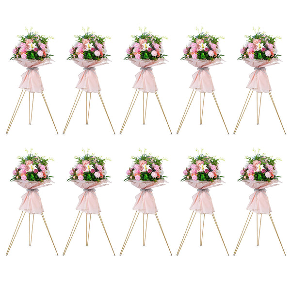 nuptio Nuptio Wedding Centrepiece Gold Flower Stand 10 Pcs Tall Plant Pot Holder Flowered Arrangement Display Rack
