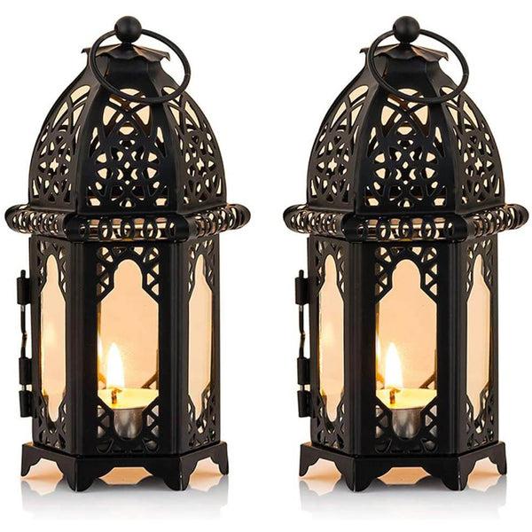 Nuptio Set Of 2 Moroccan Candle Lantern Hanging Windproof Candle Holder For Home Decor