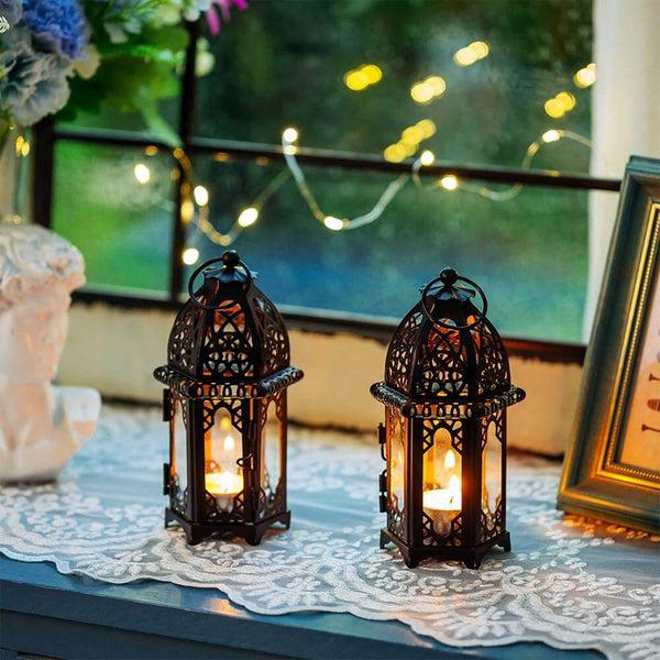Nuptio Set Of 2 Moroccan Candle Lantern Hanging Windproof Candle Holder For Home Decor