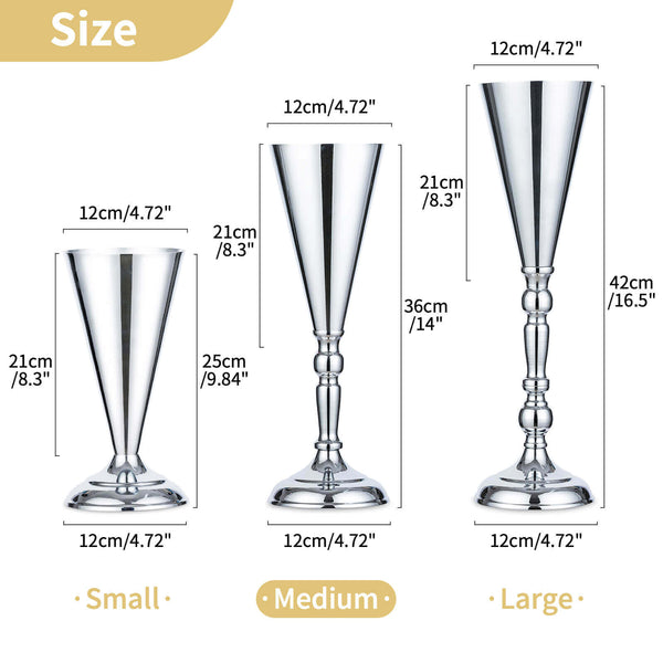 Nuptio Silver Trumpet Vase Centerpieces 14" Set Of 2