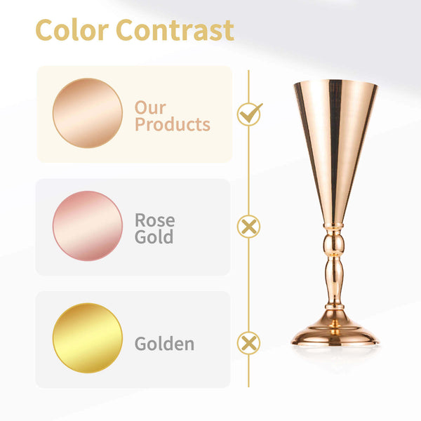 Nuptio Trumpet Vase Gold Wedding Centerpieces 14" Set Of 10