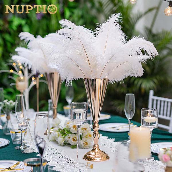 Nuptio Trumpet Vase Gold Wedding Centerpieces 14" Set Of 10