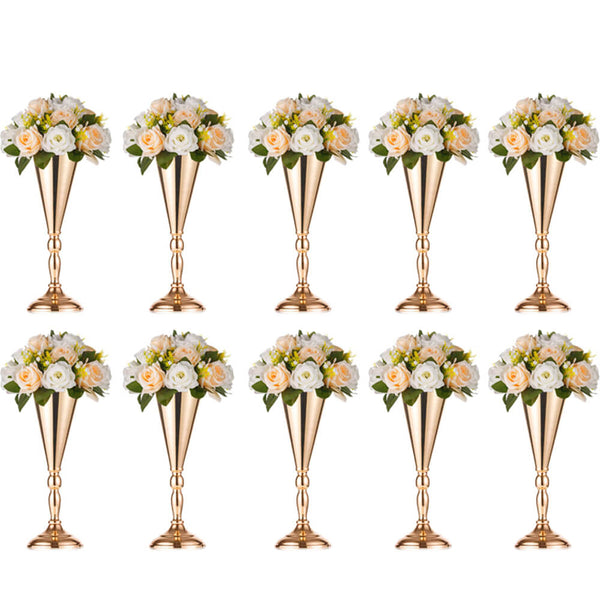 nuptio Trumpet Vase Gold Wedding Centerpieces 14" Set of 10