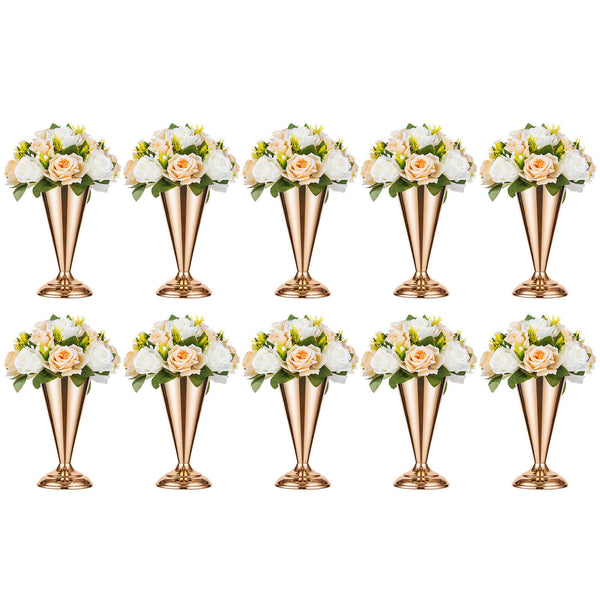 nuptio Trumpet Vase Gold Wedding Centerpieces 9.8" Set of 10