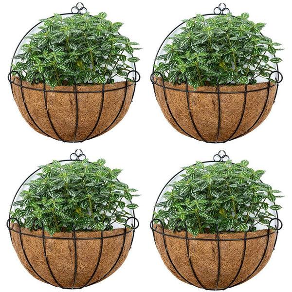 nuptio Wall Mounted Planters Set of 4 Hanging Baskets with Coco Liners for Home Decoration
