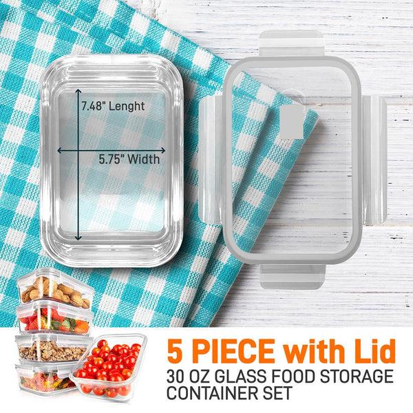 Nutrichef 10-Piece Glass Food Storage Set Leak-Proof Borosilicate Gray